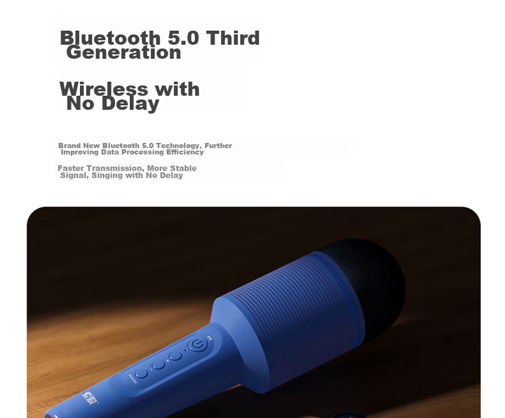 Микрофон Soaiy MC8AI беспроводной для караоке, Bluetooth, звездно-синий - изображение 2
