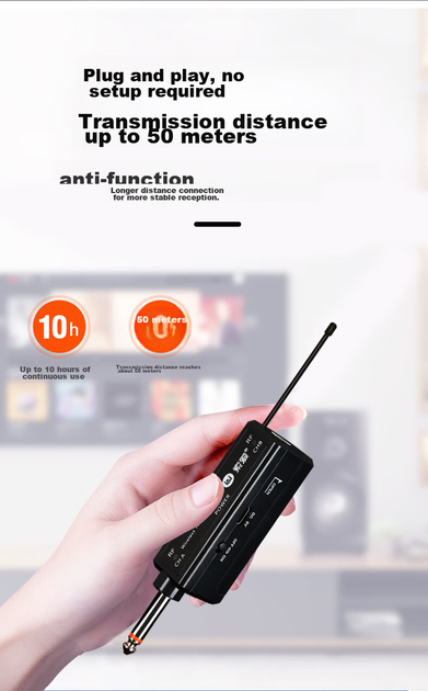 Микрофон Soaiy WS18 беспроводной U-образный двухканальный для караоке, серый - изображение 12