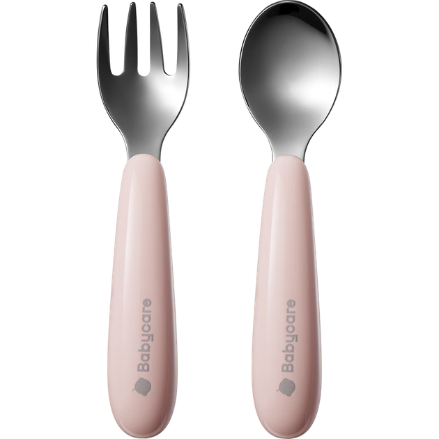 Детские столовые приборы Babycare из стали 316L 2 шт Pink - изображение 4
