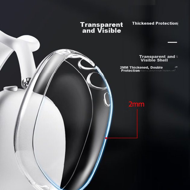 Защитный чехол Masentek для беспроводных наушников Apple AirPods Max, совместимый с ними, из мягкого ТПУ, устойчивый к царапинам, падениям и износу, прозрачный. - изображение 7