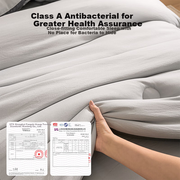 Зимова ковдра HLA Antibacterial Class A 21% з соєвого волокна, потовщена, приблизно 6 шт., 150*200 см, сіра, з 3D краєм - Фото 6 Зимова ковдра HLA Antibacterial Class A 21% з соєвого волокна, потовщена, приблизно 6 шт., 150*200 см, сіра, з 3D краєм - зображення 6