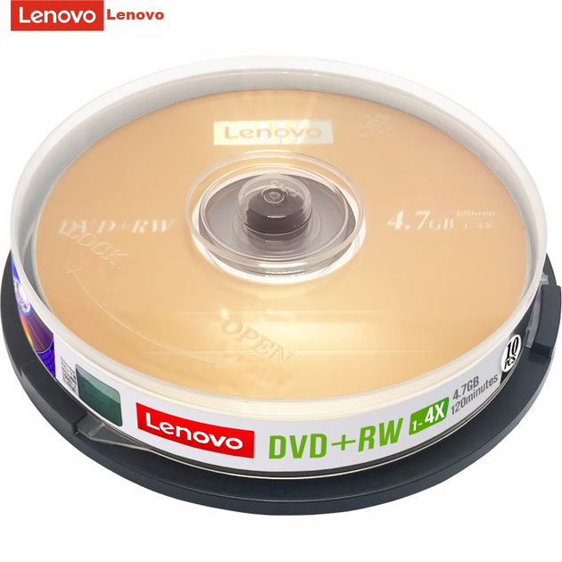 Чистые DVD+RW диски Lenovo/записываемые диски, скорость 1x-4x, 4,7 ГБ, производство Тайвань, серия Archive, 10 штук в коробке, стираемые, многоразовые для многократной записи. - изображение 6