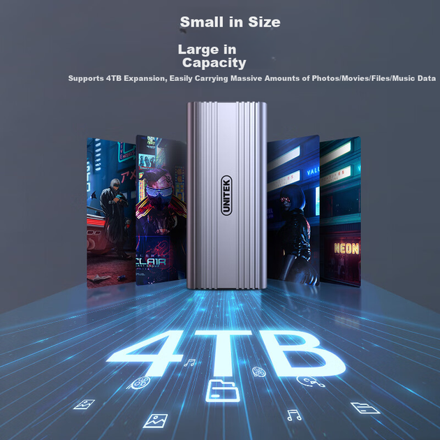 Корпус для жорсткого диска UNITEK USB4.0, портативний корпус для SSD M.2 NVMe 40 Гбіт/с, сумісний з Thunderbolt 4/3, зовнішній SSD для ноутбуків Macmini - зображення 7