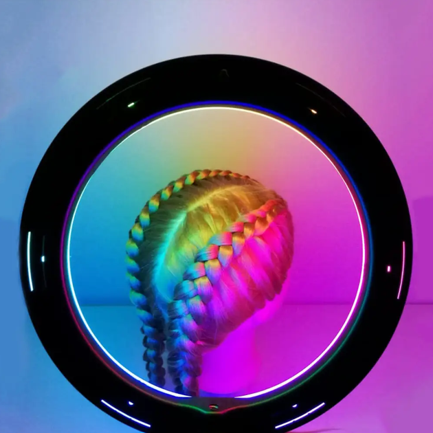 Кольцевая светодиодная цветная лампа RGB LED MJ26 26 см Лампа для блогеров - изображение 7