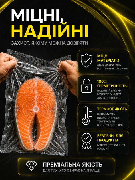 Пакеты для вакуумирования пищевые пакет для вакууматора набор для запаивания сухих и влажных продуктов рулон для упаковщика пищевая пленка для вакууматора 20 см Svitaє - изображение 2