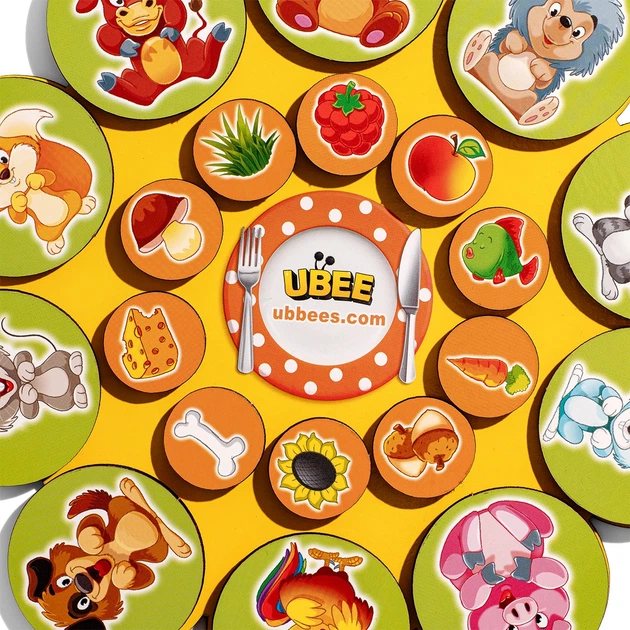 Развивающая детская игра на липучках Ubee "Кто что ест" с животными и пищей , деревянная - Фото 6 Развивающая детская игра на липучках Ubee "Кто что ест" с животными и пищей , деревянная - изображение 6