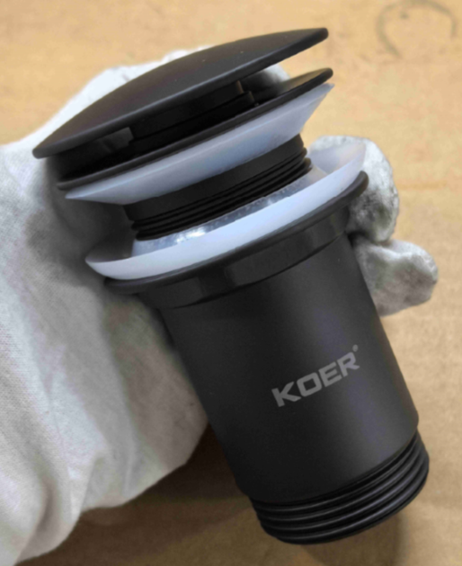 Донний клапан для раковини без переливу KOER PW-08-05 автоматичний (Click-Clack) (Колір чорний) 1 1/4'' (KR5789) - изображение 17