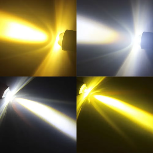LED лампа H6/BA20D Hi/Low 12–24V, для Мото, скутера, желтый ближний и белый дальний, CSP LED с линзой для скутера и мопеда - изображение 4