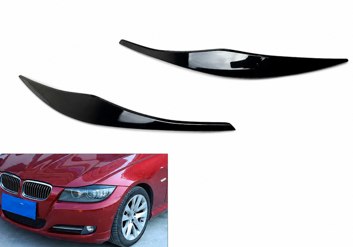 Накладки на фари BMW 3 Series E90 E91 2005–2011 чорний глянець, комплект 2 шт. - зображення 2