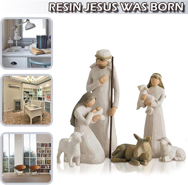 Рождественский вертеп Born Scene 10 фигурок из смолы и дерева, Святое Семейство, декор под елку для дома и офиса - Фото 5 Рождественский вертеп Born Scene 10 фигурок из смолы и дерева, Святое Семейство, декор под елку для дома и офиса - изображение 5