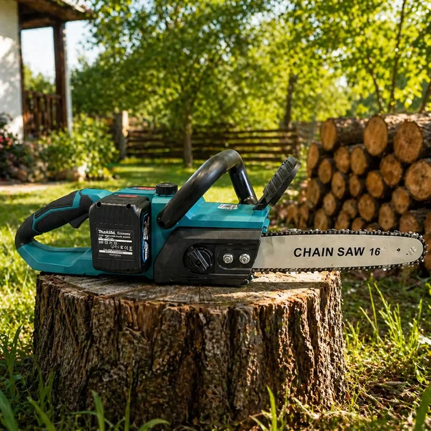 Пила акумуляторна Makita DUC CS-4002 48 В ланцюгова безщіткова 6 А·год електропила з шиною 40 см садова 3/8 для обрізки дерев гілок колод дачі будівництва з 2 батареями - зображення 3