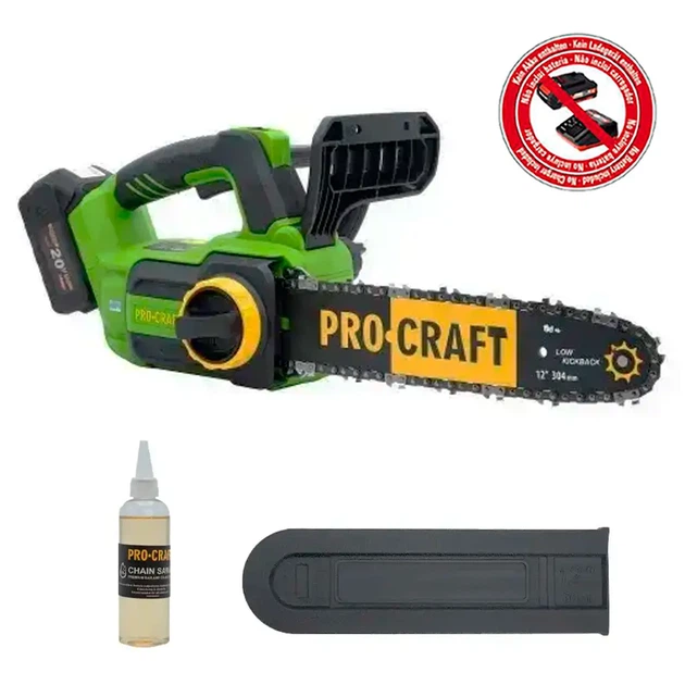 Аккумуляторная цепная пила Procraft PKA42Li 20 В бесщеточная электропила шина 12 дюймов 304 мм скорость цепи 9,3 м с 4900 об мин мини пила с автоматической смазкой тормозом бесключевым натяжением для древесины сада без АКБ зарядного устройства - изображение 2