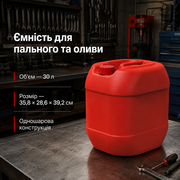 Антистатическая канистра 30л для ГСМ красная Litolan MC-10653 - изображение 2