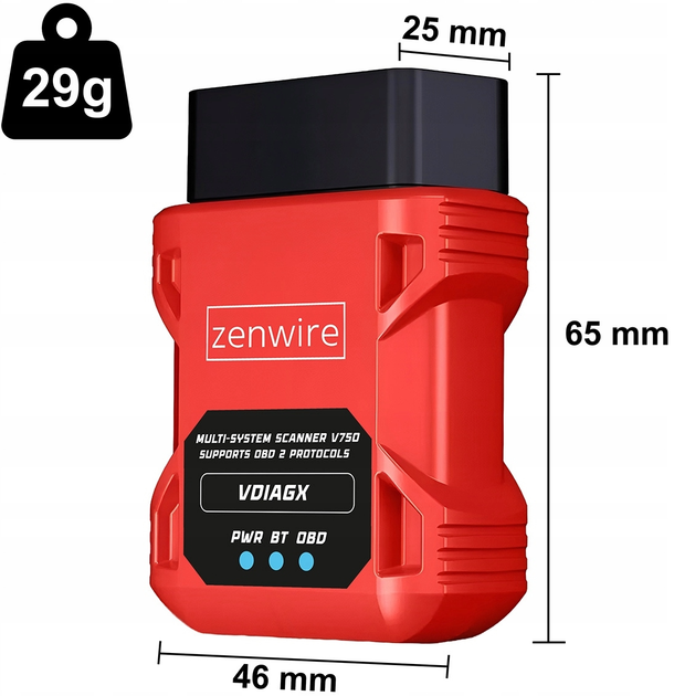 Interfejs skaner diagnostyczny Zenwire OBD2 ELM327 VDiagX V016 Komputer samochodowy (5904507522162) - obraz 5