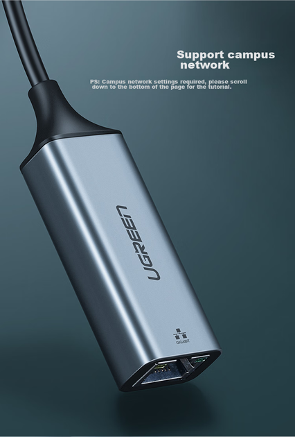 Сетевой адаптер Ugreen 60550 / USB Type-C / Gigabit Ethernet / Gold - изображение 8