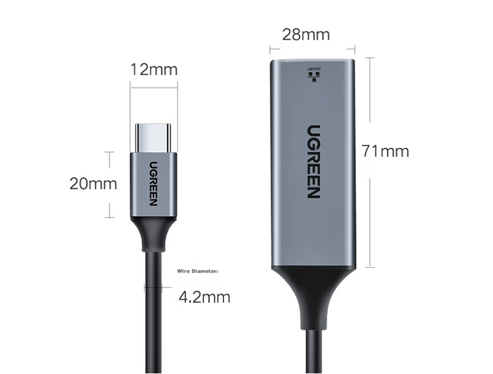 Сетевой адаптер Ugreen 60550 / USB Type-C / Gigabit Ethernet / Gold - изображение 9
