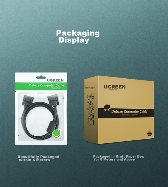Кабель Ugreen VGA - VGA 1920×1080 60 Гц 25 м (11639) - Фото 10 Кабель Ugreen VGA - VGA 1920×1080 60 Гц 25 м (11639) - зображення 10