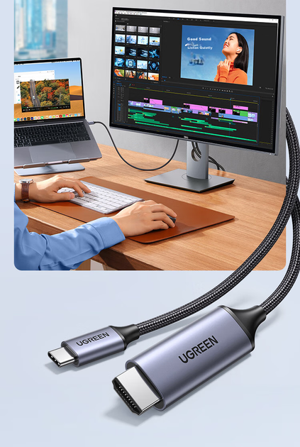 Кабель Ugreen USB Type-C - HDMI 4K 60 Гц 1.5 м (50570) - зображення 9