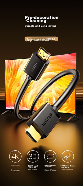 Кабель Ugreen 10113 HDMI - HDMI v2.0 4K 25 м - Фото 3 Кабель Ugreen 10113 HDMI - HDMI v2.0 4K 25 м - зображення 3