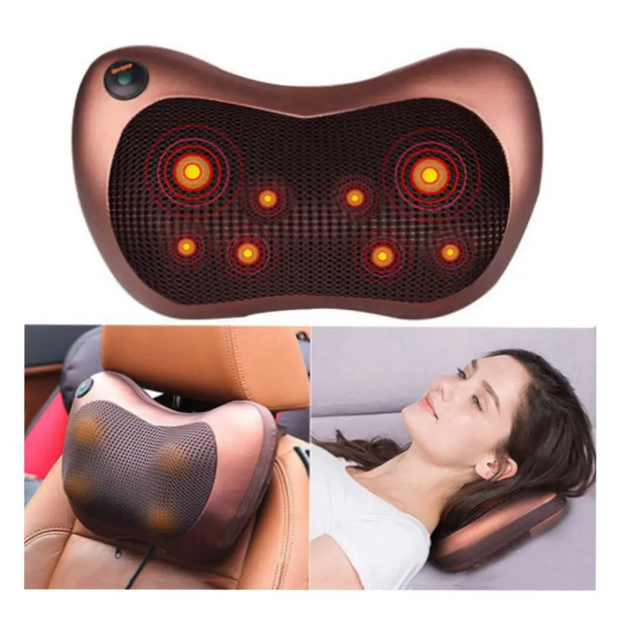 Роликовая массажная подушка с 8 роликами Massage pillow для шеи и плеч в автомобиль - изображение 3