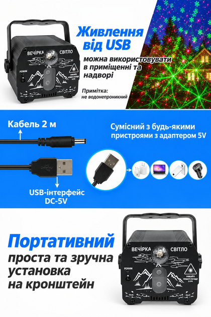 Лазерная диско-установка YSH RGB 3-в-1 с лазером, LED-стробоскопом, пультом и свето-музыкой - изображение 4