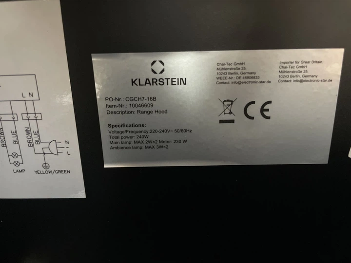 Вытяжка настенная Klarstein Alina 60см 600м³/ч LED подсветка 9 цветов и сенсорное управление есть отвод +режим рециркуляции черная - изображение 4