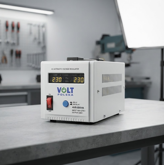 Релейний стабілізатор Volt Polska 150-270 В регулятор напруги AVR 500VA 350 Вт для побутової техніки 230 В захисний мережевий фільтр 50 Гц від перенапруги перешкод комп'ютера телевізора генератора - зображення 12