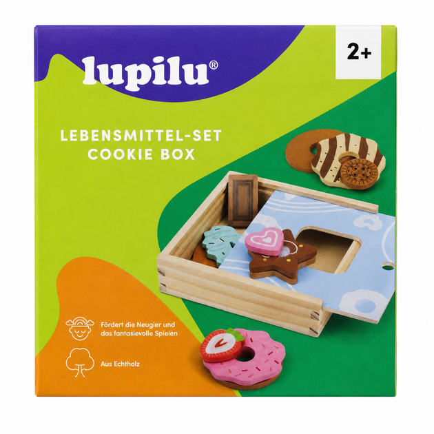 Деревянный игровой набор Lupilu Cookie Box - коробка с печеньем, 13 предметов, от 2 лет - Фото 2 Деревянный игровой набор Lupilu Cookie Box - коробка с печеньем, 13 предметов, от 2 лет - изображение 2