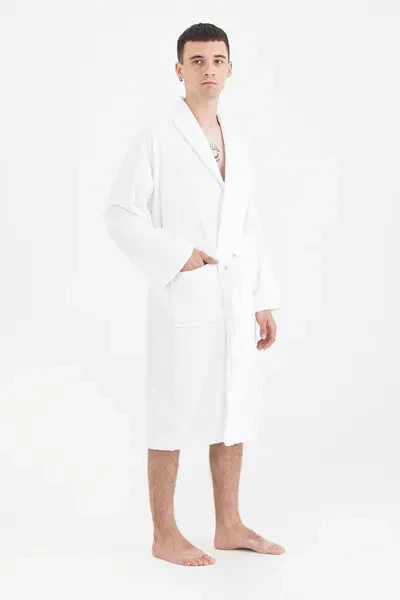 Халат махровый unisex Lotus Home - Basic Line white 3XL - изображение 4
