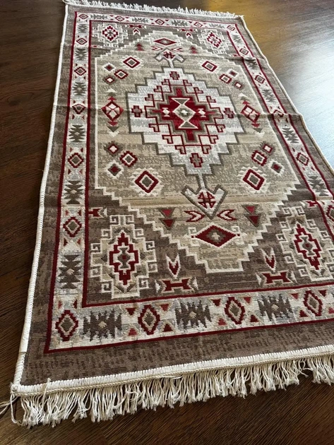 Бавовняний килим 120×180 см безворсовий та двосторонній червоний - зображення 4