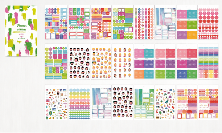 Наклейки для планера Planner Stickers, набор из 2200 шт., 28 листов, стикеры для дневника и блокнота (AZD-059) - изображение 2