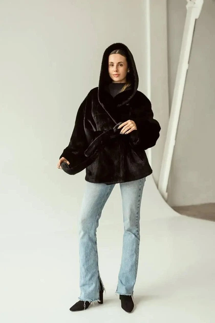Зимова жіноча дублянка двостороння UF-Fashion N89V 42 чорний - зображення 6