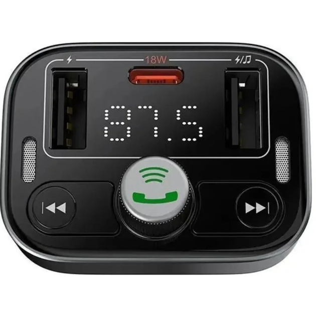 FM-модулятор Baseus S-09 Pro C10762200113-00 Bluetooth 5.3, PD 18W + QC, 2×USB + USB Type-C, Hands Free, черный - изображение 3