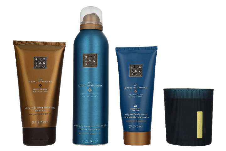 Набір Rituals Hammam Medium Giftset Мило 150 мл + Гель для душу 200 мл + Крем для тіла 100 мл + Ароматична свічка 140 г (8719134201734) - зображення 2