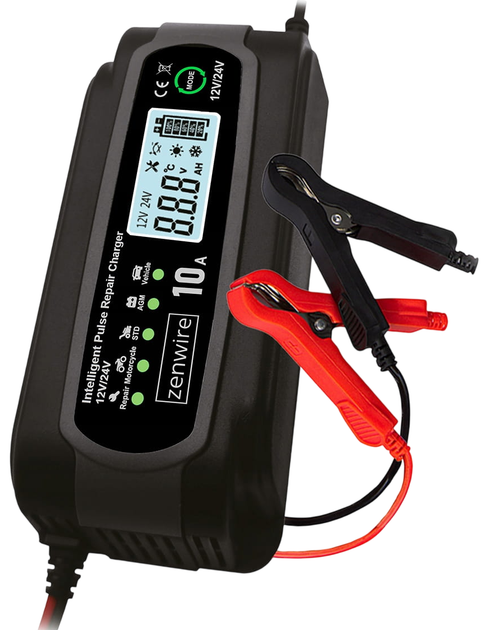 Prostownik automatyczny Zenwire ładowarka akumulatorów 12V 24V 10A z funkcją naprawy JMD-10  (5904507521844) - obraz 2