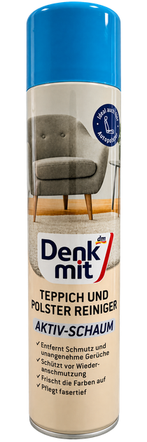 Активная пена для чистки ковров и обивки мебели Denkmit Teppich und Polster Reiniger Aktiv-Schaum 600 мл. - Фото 2 Активная пена для чистки ковров и обивки мебели Denkmit Teppich und Polster Reiniger Aktiv-Schaum 600 мл. - изображение 2