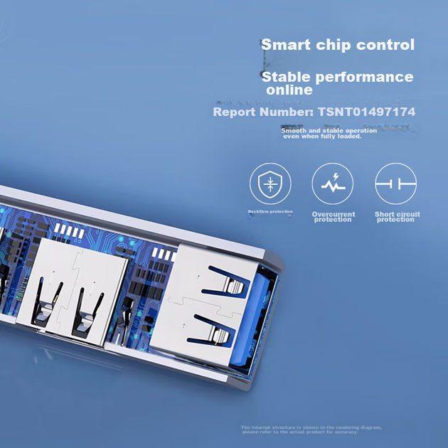 USB-хаб Isky, док-станция расширения с клейкой основой с правой стороны, преобразователь USB в USB 3.0, док-станция расширения для ноутбука, разветвитель HUB на четыре входа. - изображение 9