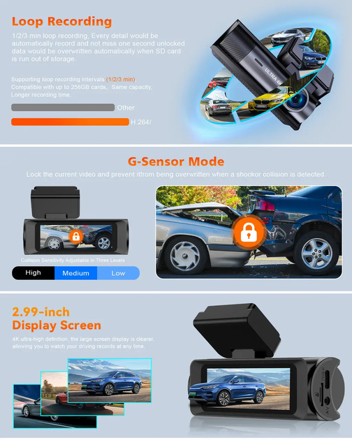 Автомобільний відеореєстратор Terra HD-2293SE 4K, Wi-Fi - зображення 4