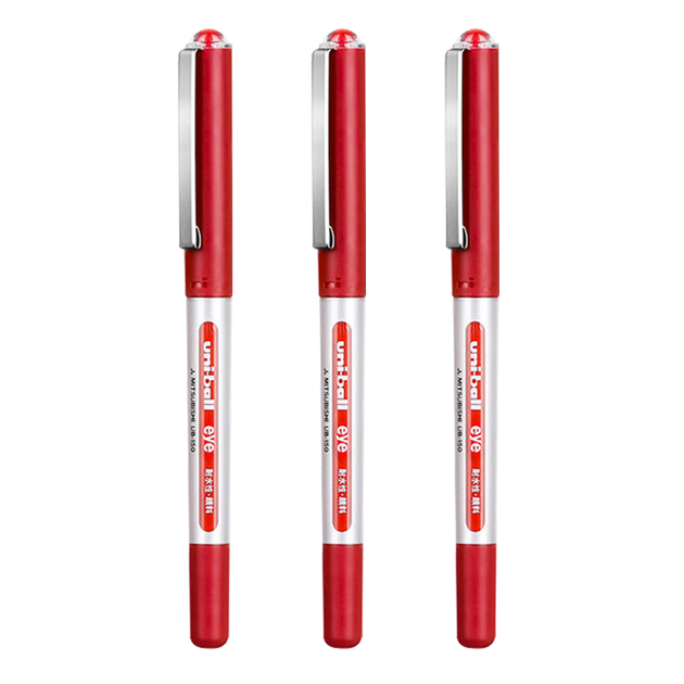 Ручка гелевая Uni-Mitsubishi Uni-Ball EYE красного цвета, стильная красная ручка 0,5 мм, ручка для подписи, ручка для деловых ручек, студенческая ручка, набор ручек на водной основе, UB-150, 3 шт. - изображение 4