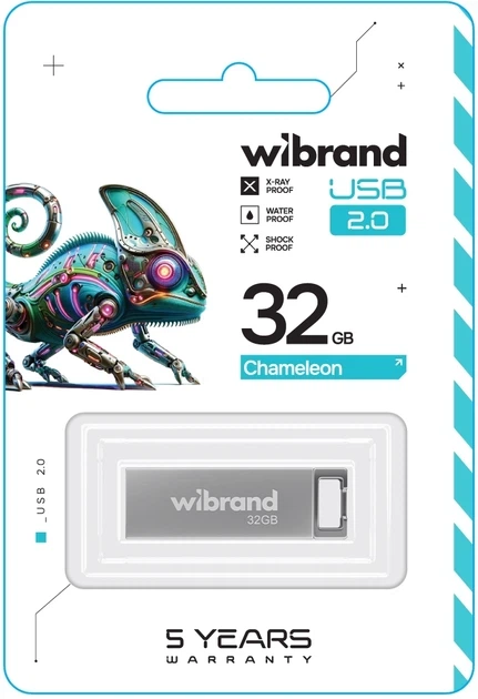 Флеш-накопитель Wibrand Chameleon 32 ГБ USB 2.0 Серебристый (WI2.0/CH32U6S) - изображение 2