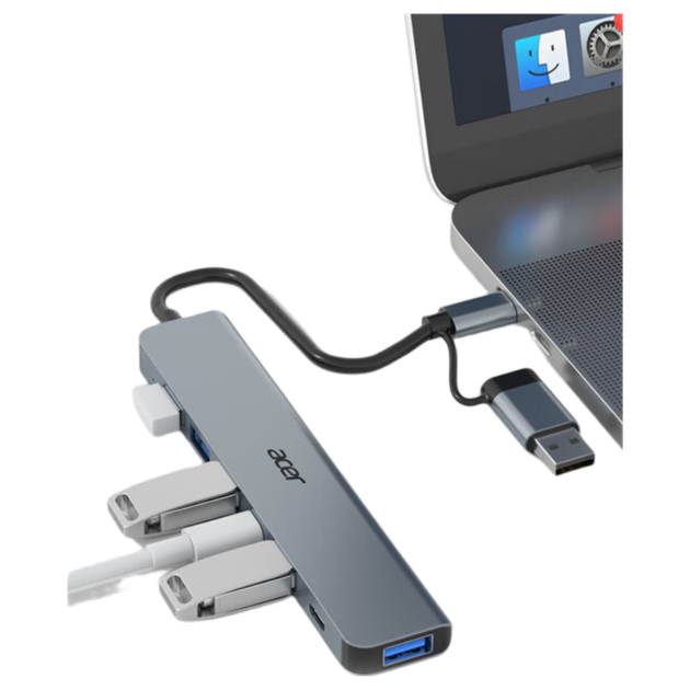 Док-станція розширення Acer Type-C/USB на концентратор USB 3.0, високошвидкісний 7-портовий концентратор, багатопортовий адаптер-конвертер для ноутбуків і планшетів - Фото 4 Док-станція розширення Acer Type-C/USB на концентратор USB 3.0, високошвидкісний 7-портовий концентратор, багатопортовий адаптер-конвертер для ноутбуків і планшетів - зображення 4