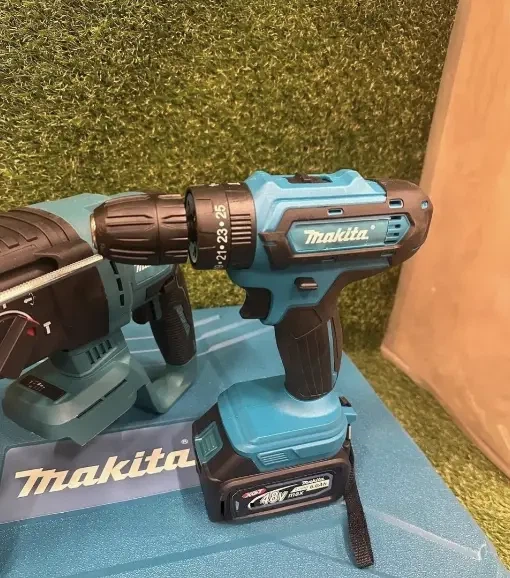 Набор инструментов 4в1 Makita 48 В 6 А·ч аккумуляторный шуруповерт DDF484 25 Нм дрель перфоратор DHR202 3.8 Дж SDS Plus УШМ DGA504 болгарка 125 мм гайковерт DTW301 520 Нм для строительства ремонта монтажа автосервиса с 2 АКБ кейсом - изображение 3