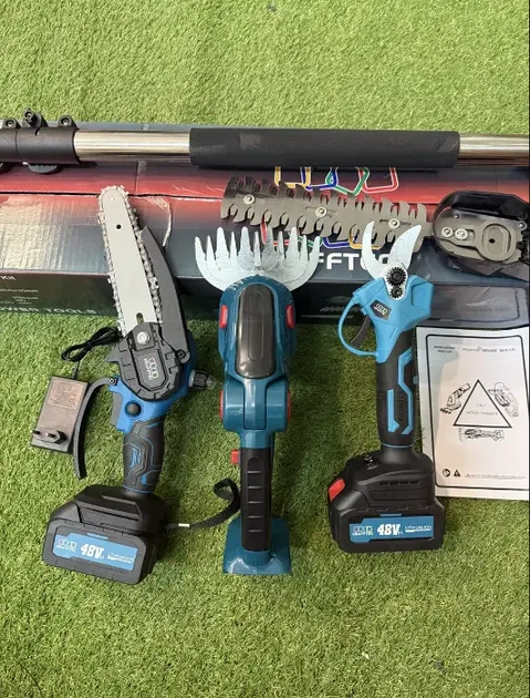 Садовый набор 4в1 Krafftec Germany 48 В 8 А·ч аккумуляторный секатор DUP570 38 мм мини пила DUC170Z 15 см цепная высоторез штанга 2.7 м кусторез 2в1 ножницы для травы 200 мм бесщеточный для обрезки деревьев веток кустов живой изгороди газона с 2 АКБ - изображение 7