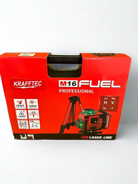 Лазерный уровень Krafftec Germany BL-16 4D 16 линий 4×360° зеленый луч самовыравнивающийся точность 0,1 мм/м аккумулятор 5000 мА·ч для стен пола потолка и плитки со штативом 1,2 м и микролифтом - изображение 7