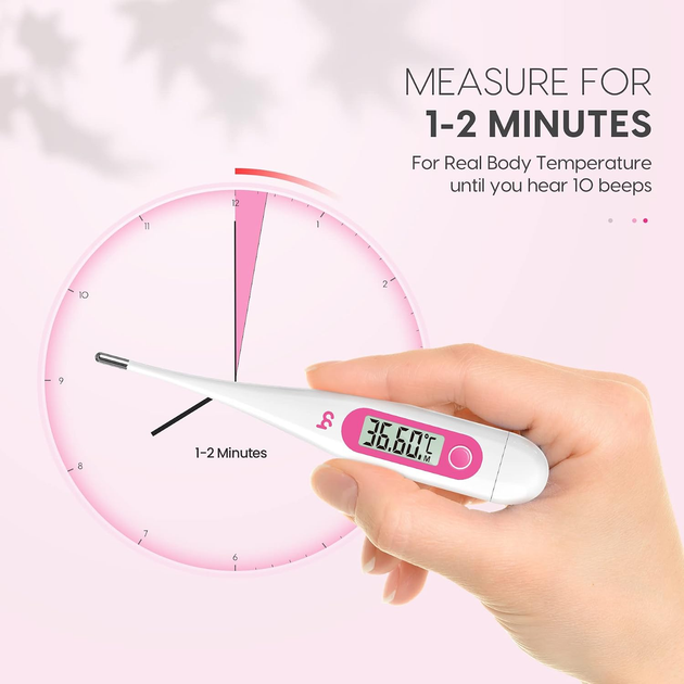 Базальный термометр Vinca Lite Femometer для мониторинга фертильности и овуляции, цифровой, без Bluetooth, розовый - Фото 8 Базальный термометр Vinca Lite Femometer для мониторинга фертильности и овуляции, цифровой, без Bluetooth, розовый - изображение 8