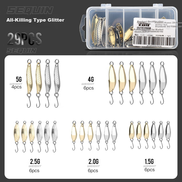 Набор искусственных приманок Kemailei Lure Fishing Bait Set из 29 штук с блесной, дальнобойная бионическая жесткая приманка для ловли окуня, приманка Baitiao Maikou Lure Fish Bait - изображение 4