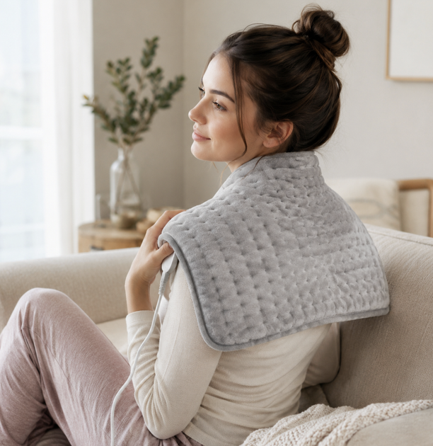 Массажная электрическая грелка-накидка Massaging Weighted Heating Pad 59×31 см с подогревом и вибрацией Утяжеленный коврик для спины поясницы плеч - изображение 7