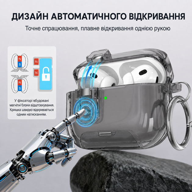 Твердый защитный чехол для наушников - с Магнитом AirPods 2 Pro || Air Pods 2 Pro. Серый - изображение 3
