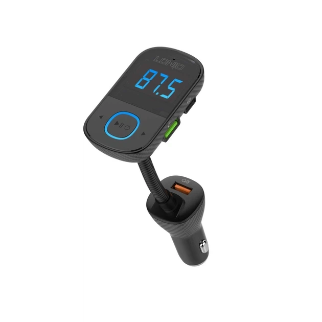 FM-трансмиттер Ldnio Bluetooth 2 USB + Type-C, AUX 43 Вт QC4.0/PD Черный (C705Q) - изображение 3