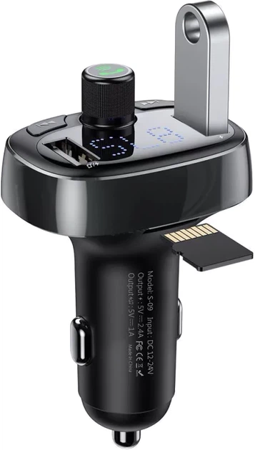 FM-трансмиттер Baseus S-09 2 USB 2.4 А Черный (CCMT000001) - изображение 6